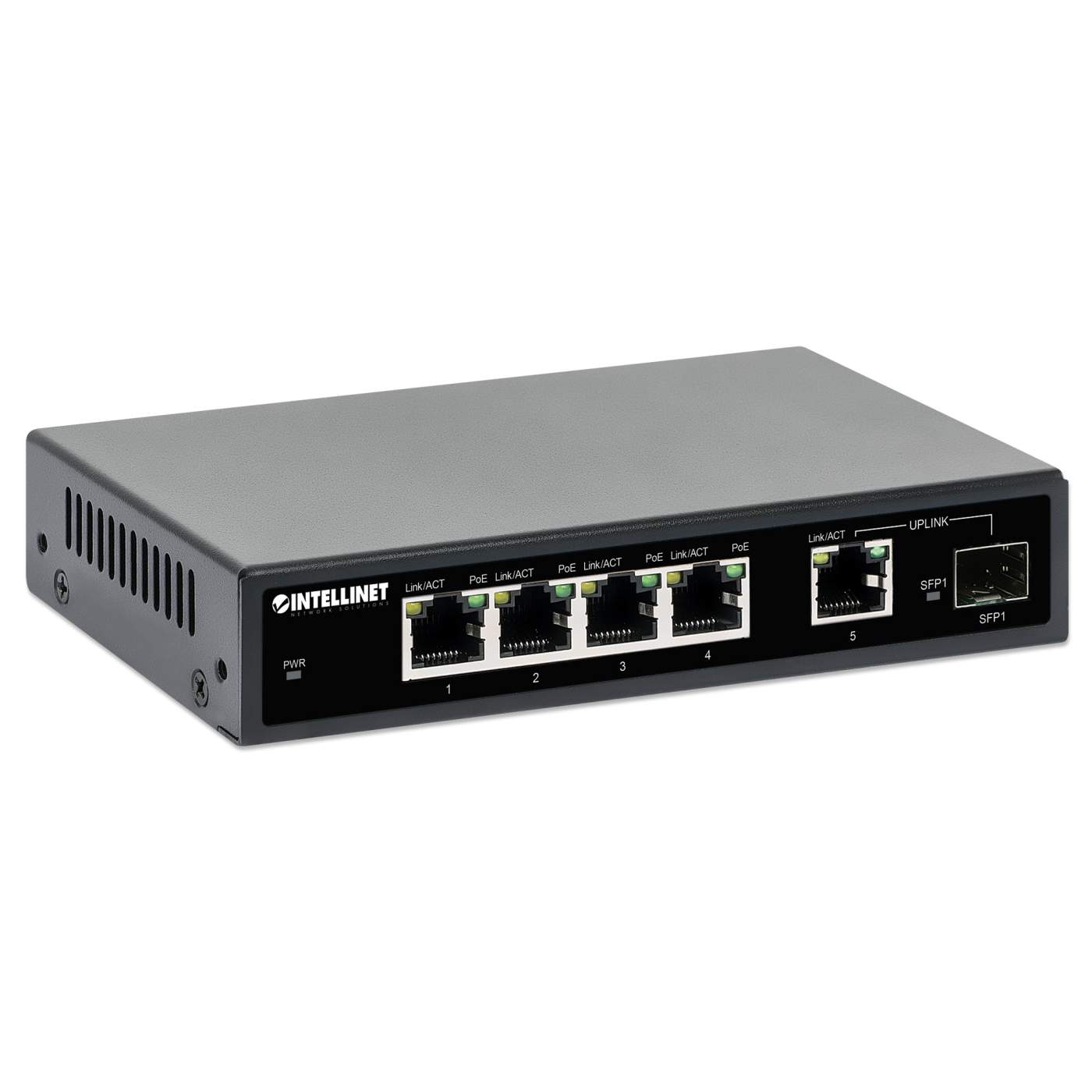 5-Port Gigabit Ethernet PoE+ Switch mit SFP-Port Image 3