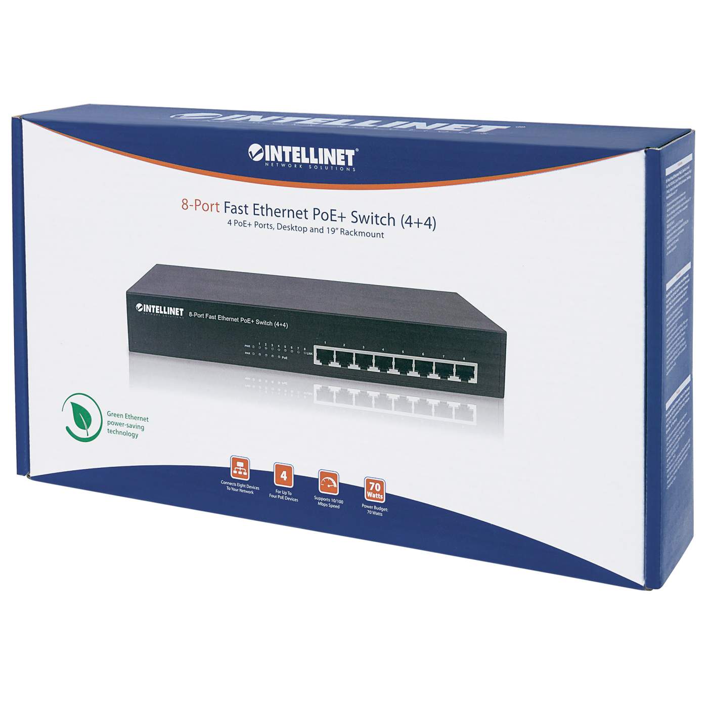 8-Port Fast Ethernet PoE+ Switch Packaging Image 2