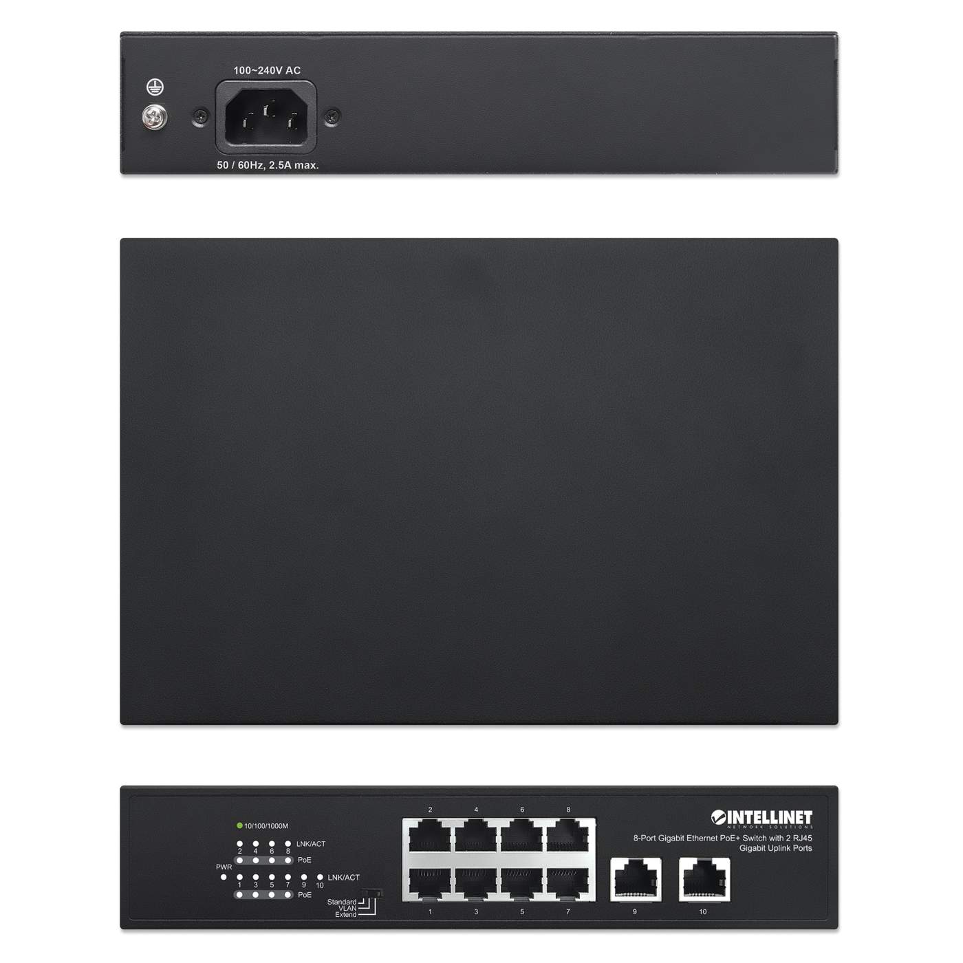 8-Port Gigabit Ethernet PoE+ Switch mit 2 RJ45 Gigabit Uplink-Ports Image 6