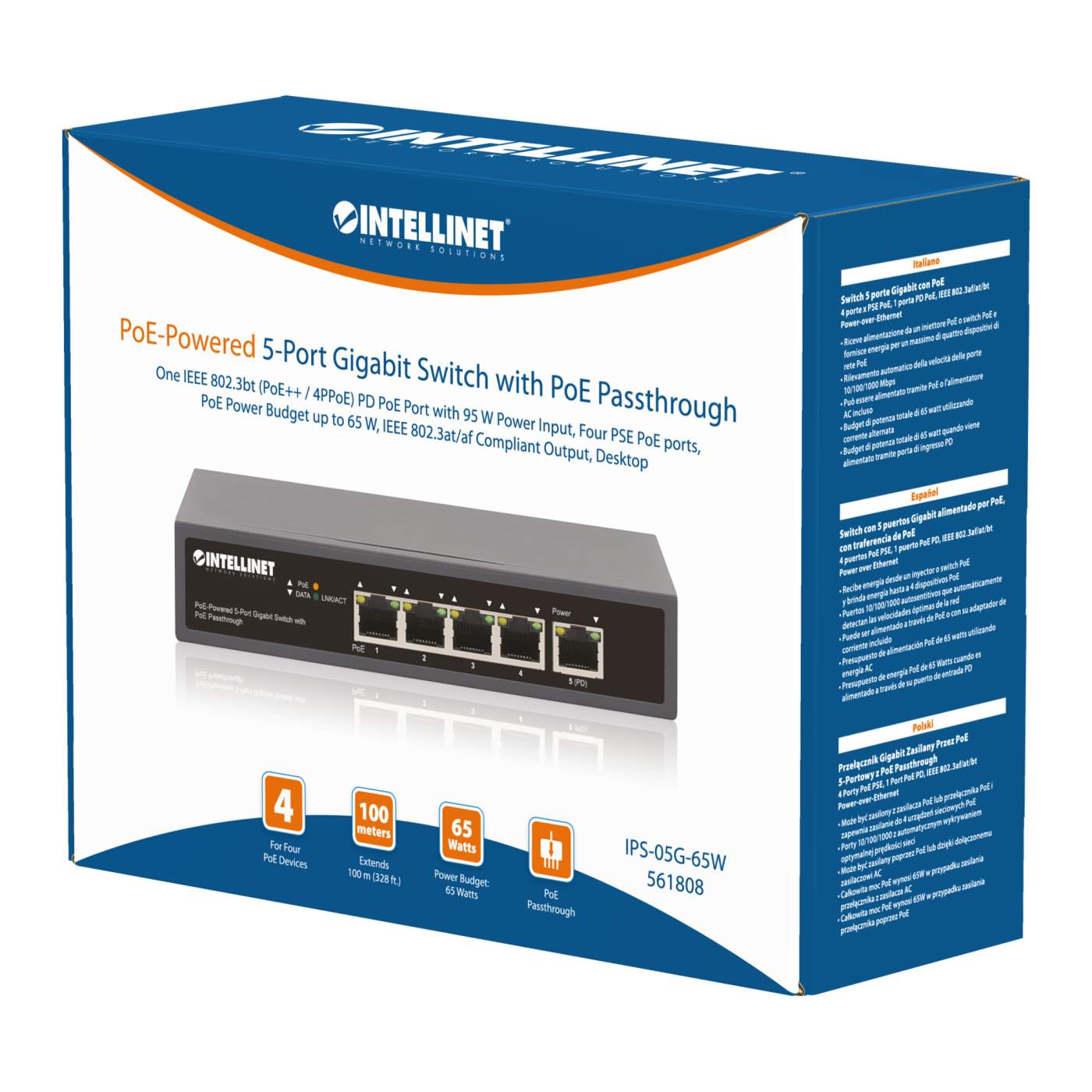 PoE-Powered 5-Port Gigabit Switch mit PoE-Passthrough Packaging Image 2
