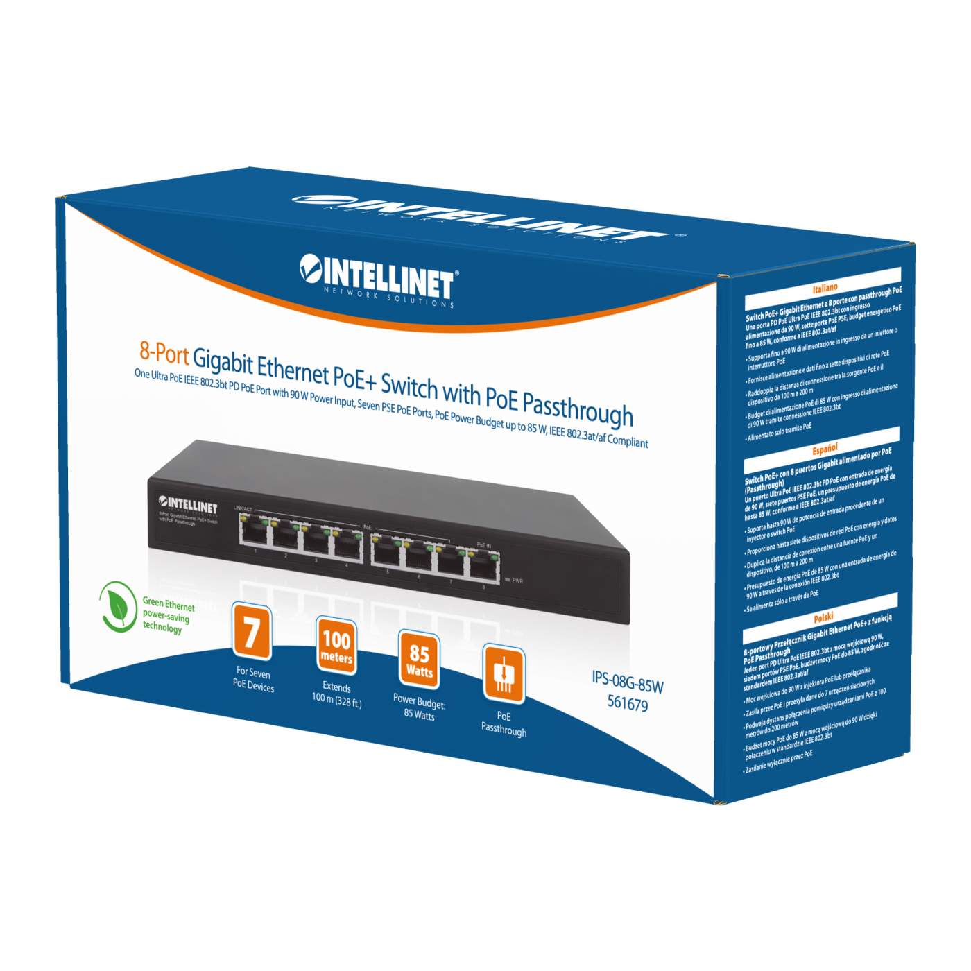 PoE-Powered 8-Port PoE+ Gigabit Switch mit PoE-Passthrough Packaging Image 2